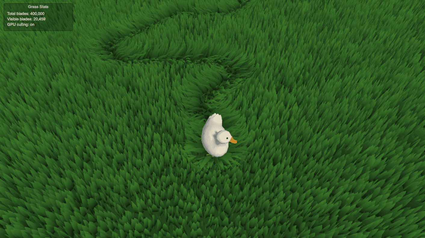 Compute-driven grass rendering still frame
